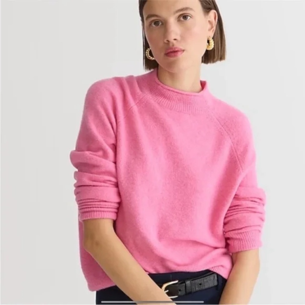 J. CREW - Women's Roll Neck Merino/Alpaca Sweater - Petunia Pink - Medium